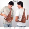 Picture of WildHorn Leather Sling Crossbody Bag for Men, Stylish Chest Shoulder Bag for Men Women,1 Cable Vent, Adjustable Strap for Commuting Travel Outdoor Activities Cycling (Tan)