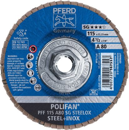 Picture of Pferd 4-1/2 X 5/8-11 Polifan Sg Alu Ox Flat 80G Part# - 62254