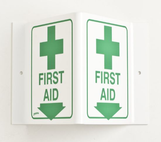 Picture of Brady® Standard Invin Sign  First Aid W/Picto  Grn/Wht Part# - V1Fa03A