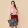 Picture of THE CLOWNFISH Percy Printed Handicraft Fabric Handbag for Women Office Bag Ladies Shoulder Bag Tote For Women College Girls (Dark Grey)