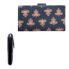 Picture of THE CLOWNFISH Orlanda Collection Printed Handicraft Fabric Womens Wallet Clutch Ladies Purse with Multiple Card Holders (Dark Green)