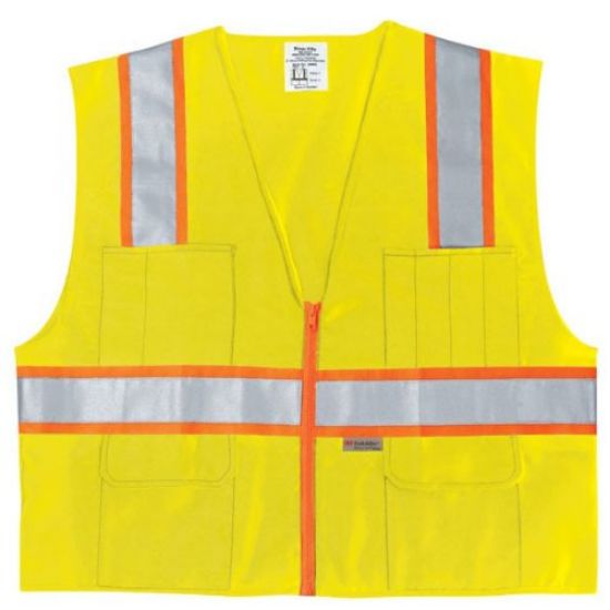 Picture of Mcr Safety Class 2 Poly Safety Vest3 Org/Silv Part# - Survlxl