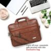 Picture of Zipline Office Faux Leather SMALL laptop bag for Men - Fits 13 inch Laptop/Tablet Messenger Bags For Mens (1-Tan Bag)