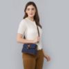 Picture of THE CLOWNFISH Odelina Series Printed Handicraft Fabric Handbag for Women Sling Bag Office Bag Ladies Shoulder Bag with Snap Flap Closure & Shoulder Belt Tote For Women (Dark Blue)