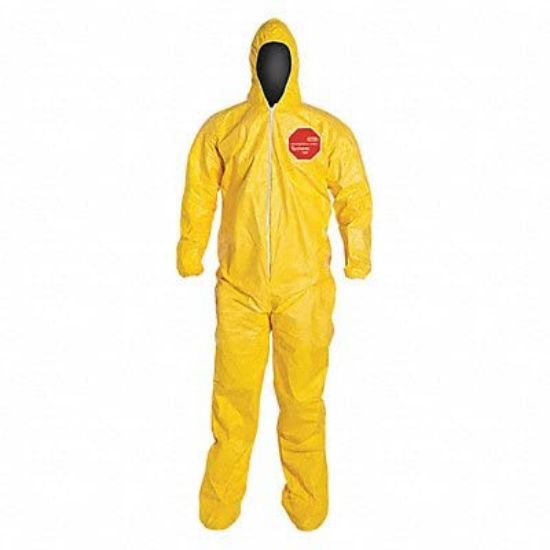 Picture of Dupont Tychem Qc Coverall Yellow Zip Ft Sg Att Socks Part# - D13479625