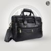 Picture of HAMMONDS FLYCATCHER Laptop Bag for Men - Genuine Leather Office Bag - Messenger Shoulder Bag - Fits 14/15.6/16 Inch Laptop - Black - Water-Resistant -Executive Bags - Travel Satchel with Trolley Strap
