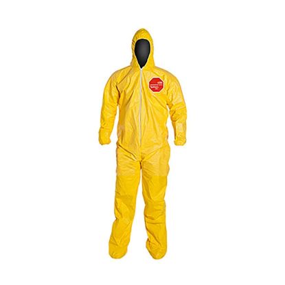 Picture of Dupont Tychem Qc Coverall Yellow Zip Ft Sg Att Socks Part# - D13396808