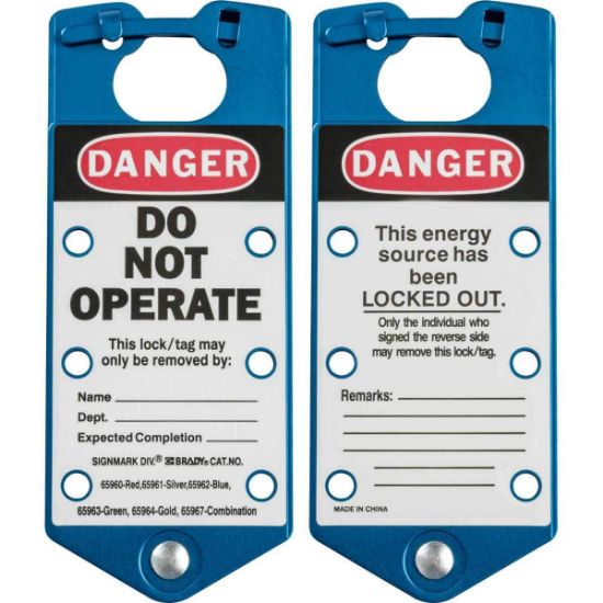 Picture of Brady® Labeled Lockout Hasps Blue Part# - 22075-B