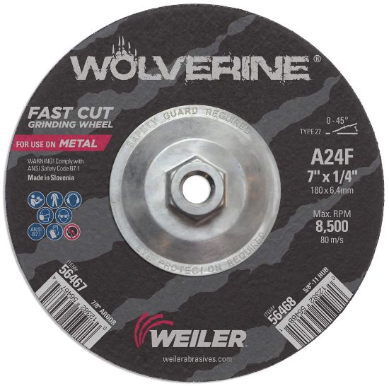 Picture of Weiler® 7 X 1/4 Wolv Ty27 Grindwhl  A24R  5/8-11 Unc Part# - 56468