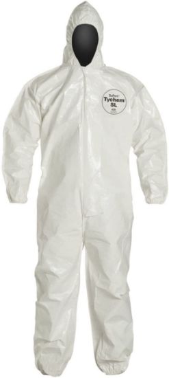 Picture of Dupont Tychem Sl Coverall Zip Ft Hd Elas Wrt/Ank Bound Part# - D13485041