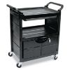 Picture of Rubbermaid Commercial Utility Cart W/Doors Back Panel Drawer Part# - Fg345700Bla