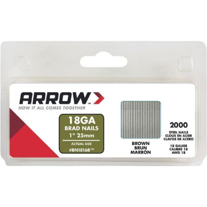 Picture of Arrow Fastener 18 Gauge Brad Nails 1" Brown 2000/Pk Part# - Bn1816Bcs