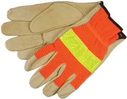 Picture of Mcr Safety Large Orange Hi-Viz Meshback Work Glove  Pig... Part# - 34111L