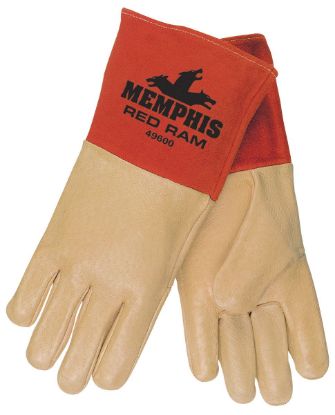 Picture of Mcr Safety Medium Blk W/ Grey Cuffgrain Leather Glove Part# - 49600M