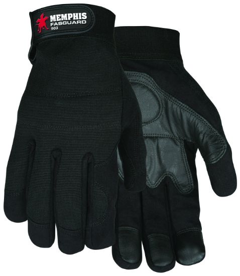 Picture of Mcr Safety Medium Fasguard Glove Amara Leather Palm Blk Gra Part# - 903M