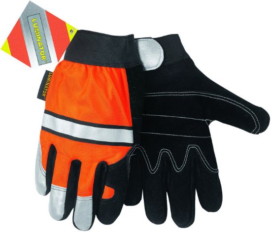 Picture of Mcr Safety Small Hi Vis Luminator Glove Split Cowhide Part# - 911Dps