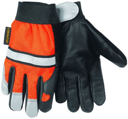 Picture of Mcr Safety Large Hi Vis Luminator Glove Grain Cowhide Part# - 921L