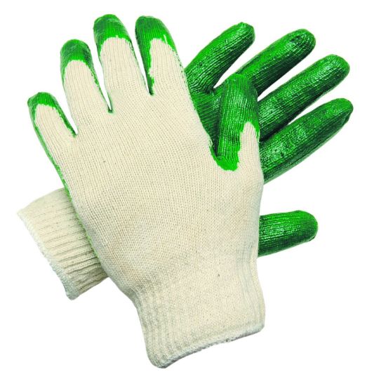 Picture of Mcr Safety Large Medium Weight Cotton/Poly Green Latex Palm Part# - 9681L