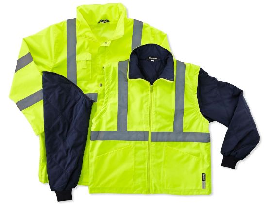 Picture of Ergodyne Model 8385 4 In 1 Hi Visjacket Lime Size Large Part# - 24384