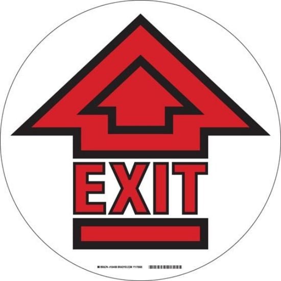 Picture of Brady® 17 In B534Fs Rd/Bk/Wt Exit Arrow W/Symbol Part# - 104490