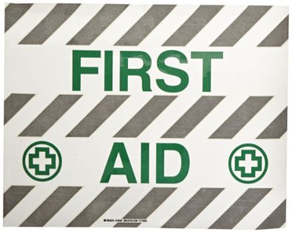 Picture of Brady® 14 In X18 In B534Fs Gn/Bk//Wt First Aid W/Sym Part# - 104491