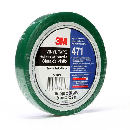 Picture of 3M™ Vinyl Tape 471 Green  1"X36Yd 5.2 Mil Part# - 7100044648