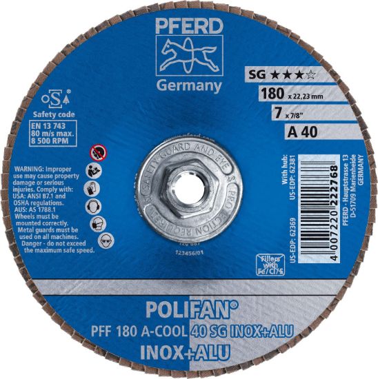 Picture of Pferd 7 X 5/8-11 Polifan Sg A-Cool Flat 40G Part# - 62381