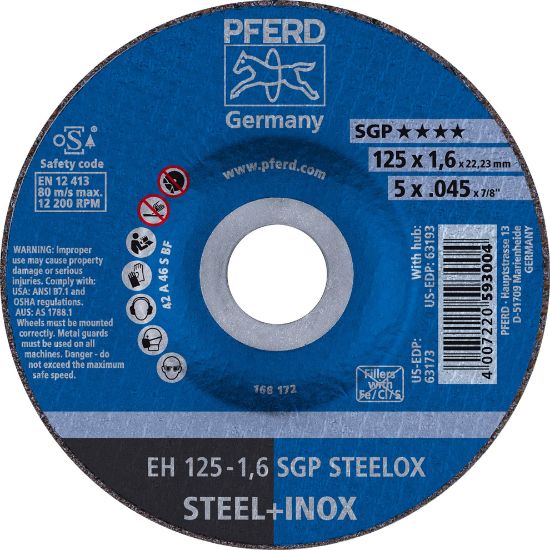 Picture of Pferd 5 X .045 X 7/8 T27 Cut-Off Wheel A46 S Sgp-Inox Part# - 63173