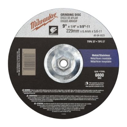 Picture of Milwaukee® Tool 9" X 1/4" X 5/8-11 A24Rgrinding Wheel Part# - 49-94-9025