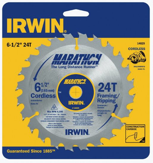 Picture of Irwin® 6-1/2In X 24T Framing/Ripping 5/8In Arbor - Card Part# - 14029