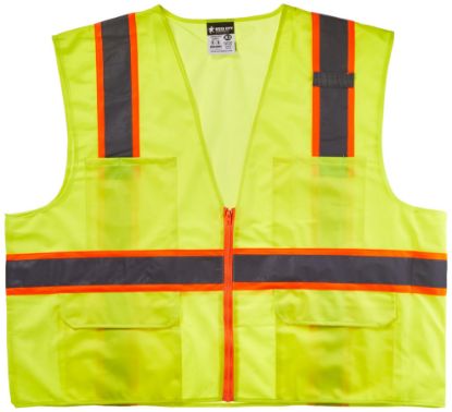 Picture of Mcr Safety Class 2 Poly Safety Vest3 Org/Silv Part# - Survlx3