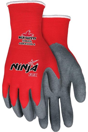 Picture of Mcr Safety Ninja Flex 15 Gauge Red100% Nylon Shell Gray Part# - N9680L