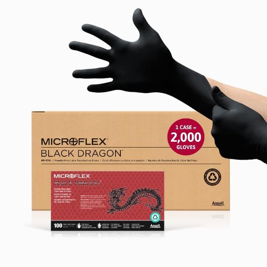 Picture of Microflex® Black Dragon Pf Latex Exam Large Part# - Bd-1003-Pf