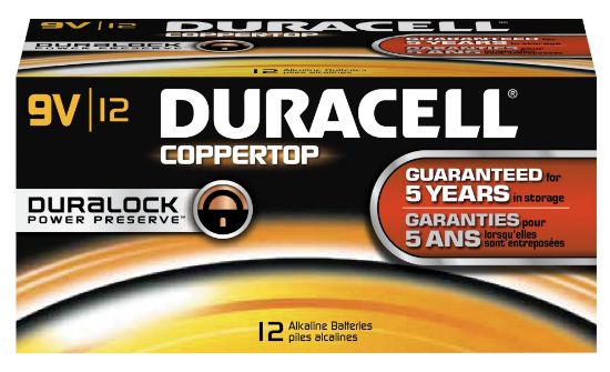 Picture of Duracell Coppertop Alkaline Batteries  9V  12/Bx Part# - Durmn1604Bkd