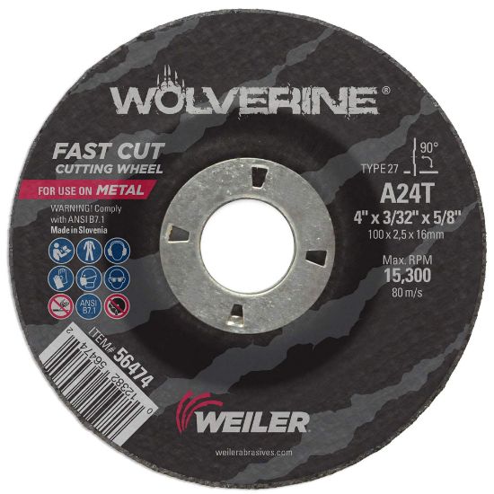 Picture of Weiler® 4 X 3/32 Wolv Ty27 Cut Whl  A24T  5/8 Ah Part# - 56474