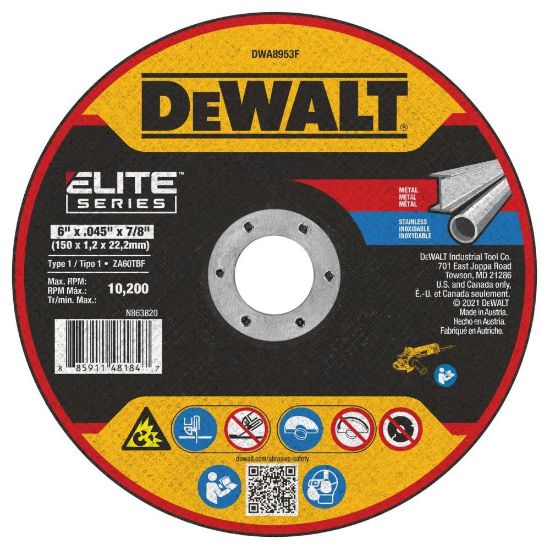 Picture of Dewalt® 6 X .045 X 7/8 T1 Xp Ceramic Cutoff Wheel Part# - Dwa8953F