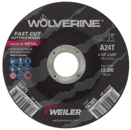 Picture of Weiler® 4-1/2 X 3/32 Wolv Ty27 Cut Whl  A24T  7/8 Ah Part# - 56475