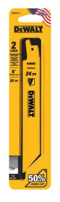 Picture of Dewalt® 6" 24Tpi Straight Back Bimetal Recipro. Saw Blad Part# - Dw4813-2