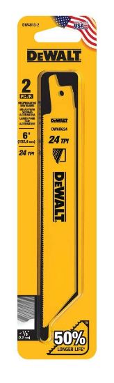 Picture of Dewalt® 6" 24Tpi Straight Back Bimetal Recipro. Saw Blad Part# - Dw4813-2