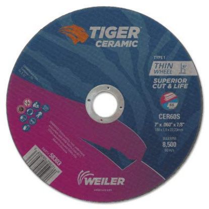 Picture of Weiler® 7 X .060 Tiger Ceramic T1 Cutting Cer60S 7/8 Ah Part# - 58303