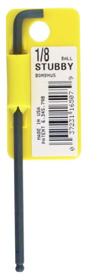 Picture of Bondhus® 1/8" Stubby Ball End L-Wrench Tagged/Barcoded Part# - 16507