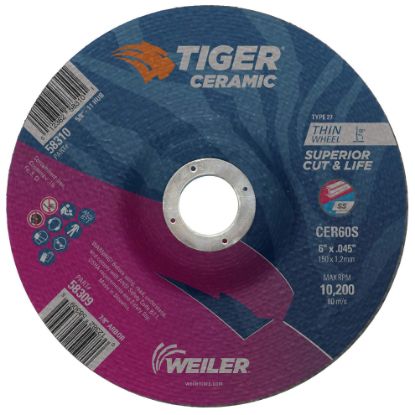 Picture of Weiler® 6 X .045 Tiger Ceramic T27 Cutting Cer60S 7/8 Ah Part# - 58309