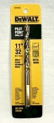 Picture of Dewalt® 11/32" Pilot Point Drillbit Part# - Dw1922