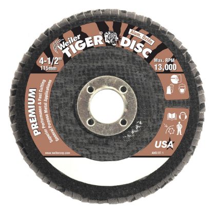 Picture of Weiler® 4" Tiger Disc Abrasive Flap Disc 36Ao Grit 5/8"A Part# - 50552