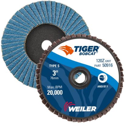 Picture of Weiler® 3" Bobcat Abrasive Flapdisc-120Z-Flat Plst Back Part# - 50916