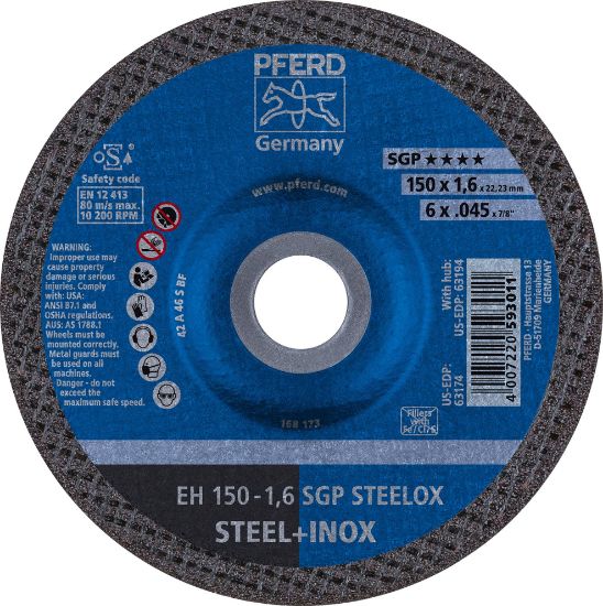 Picture of Pferd 6 X .045 X 7/8 T27 Cut-Off Wheel A46 S Sgp-Inox Part# - 63174