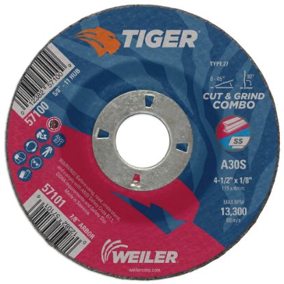 Picture of Weiler® 4-1/2 X 1/8 Tiger Ty27 Comb Whl  Ao  7/8 Ah Part# - 57101