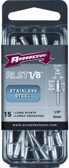 Picture of Arrow Fastener (15/Pc) Long 1/8 Stainless Rivet Part# - Rlst1/8