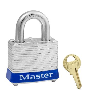 Picture of Master Lock® 4 Pin Tumbler Padlock Keyed Alike W/Blue Safe Part# - 3Kablu-0387