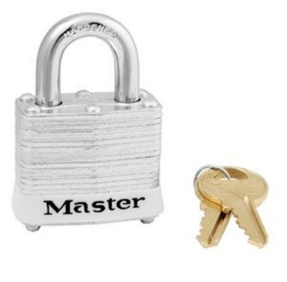 Picture of Master Lock® 4 Pin Tumbler Padlock Keyed Alike W/White Bum Part# - 3Kawht-2519